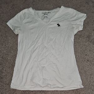 Abercrombie & Fitch White Fitted Short Sleeve Tee